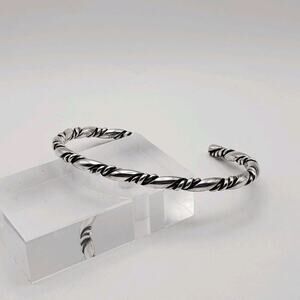 Vintage Handmade Southwestern Sterling Silver Rope Twisted Cuff Bracelet, 12.95g